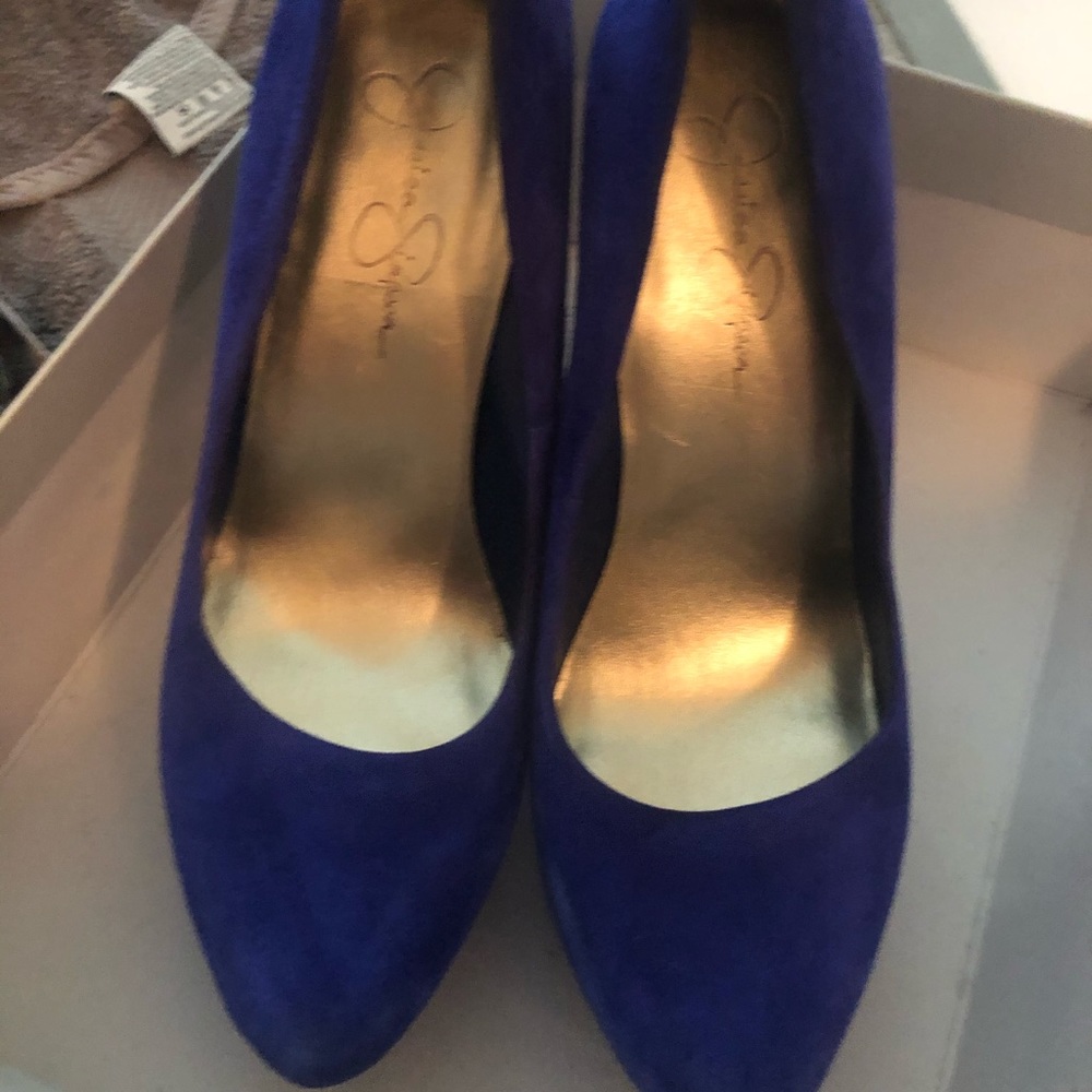 Jessica Simpson blue suede heels